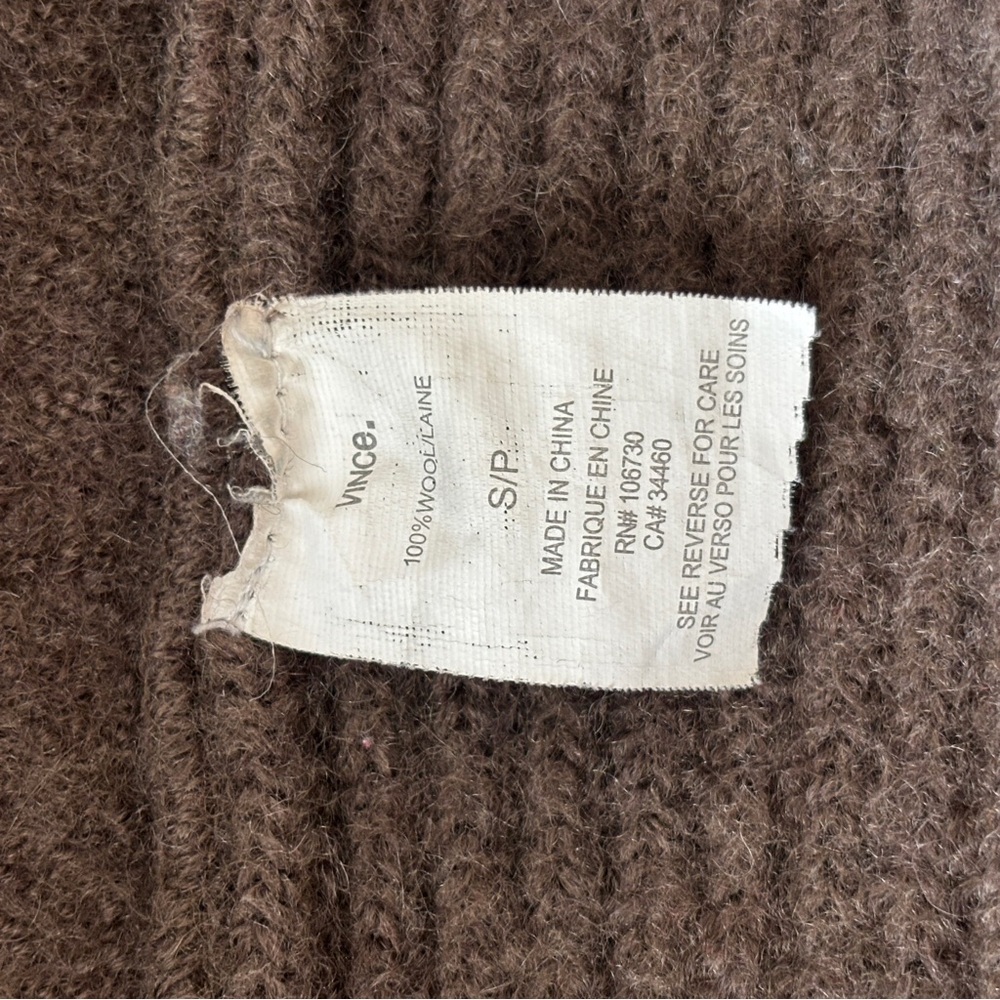 Vince Brown Sugar Boiled 100% Wool Swearter Cardigan Small - Picture 6 of 6